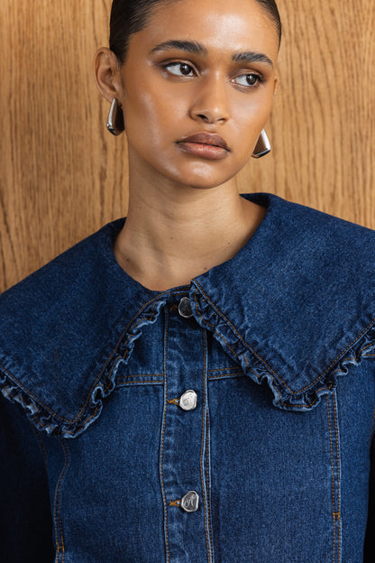 Zurina Statement Collar Denim Jacket