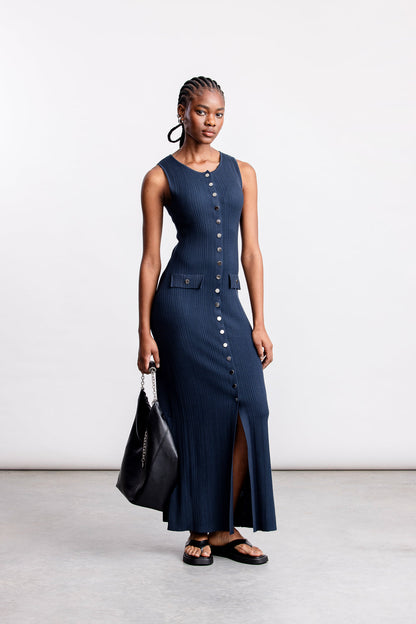 Azra Knitwear Sleeveless Maxi _ 167045 _ Ink