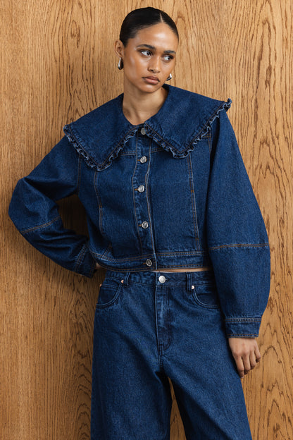 Zurina Statement Collar Denim Jacket