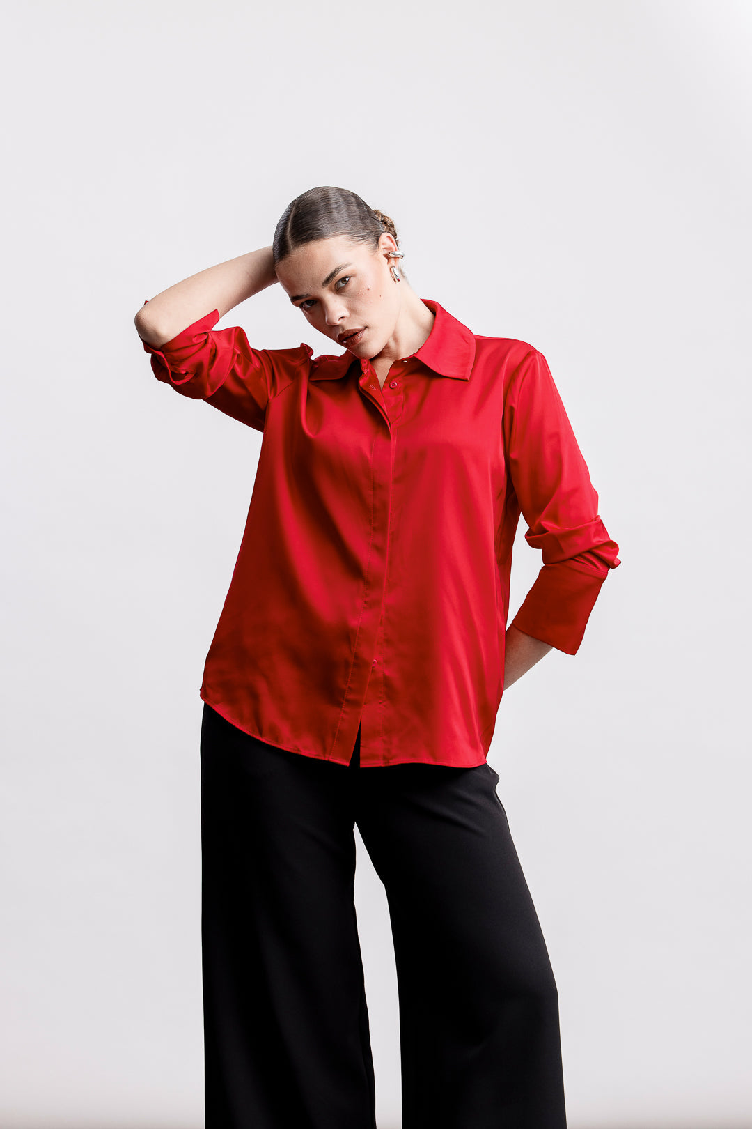 Charlie Classic Satin Shirt _ 170702 _ Red