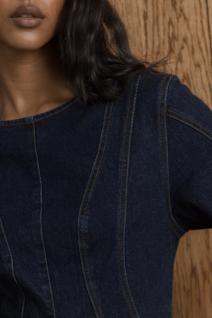 Avela Denim Fit & Flare Mini Dress