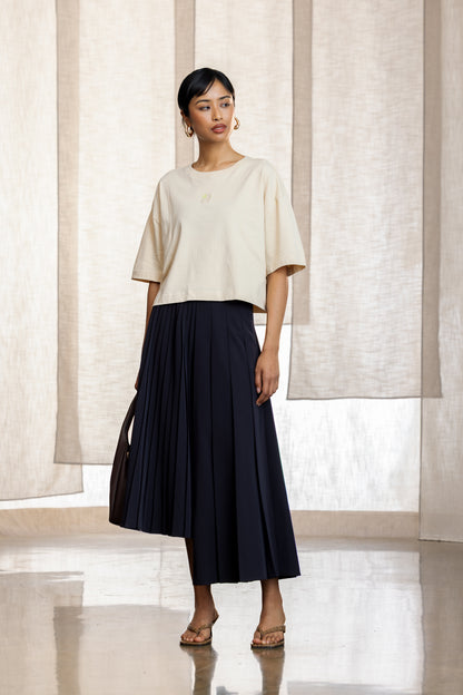 Alina Asymmetric Pleated Maxi Skirt