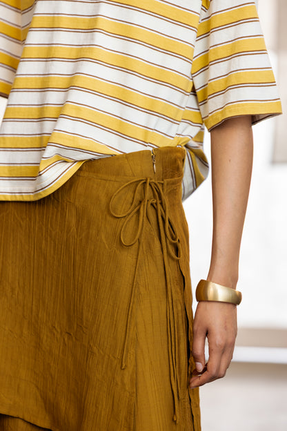 Arya Wide Leg Sheer Pant With Layering Wrap Skirt