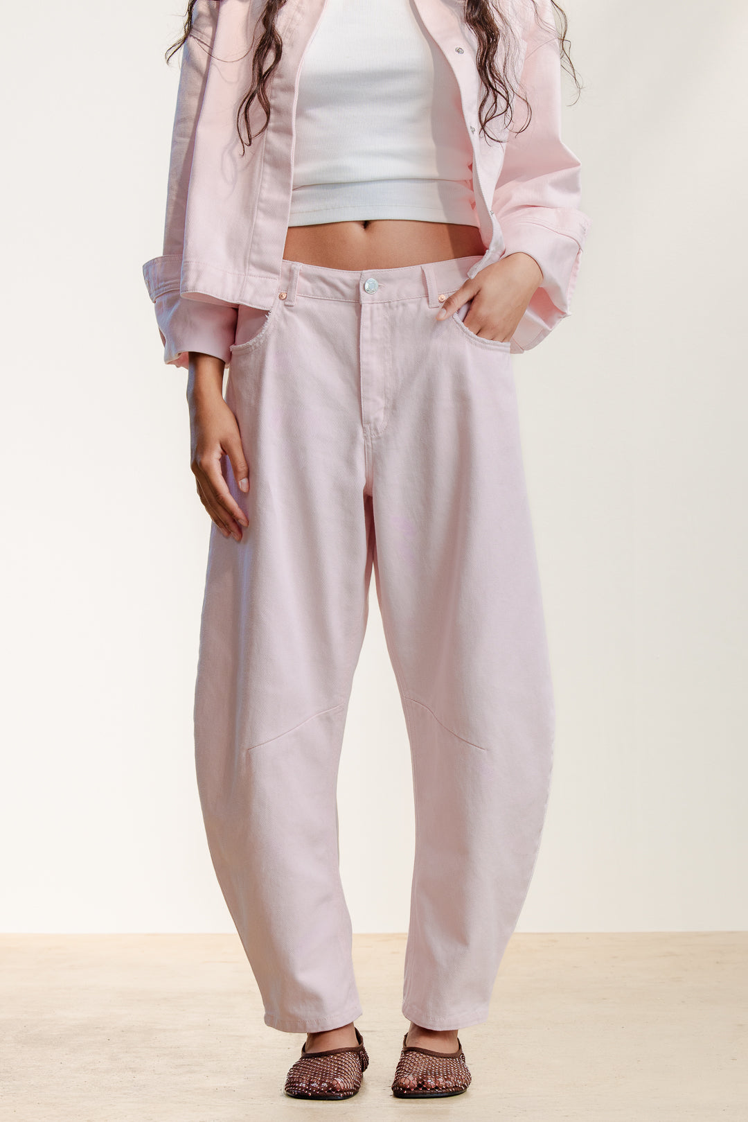 Qhamani Adjustable Barrel Leg Jeans