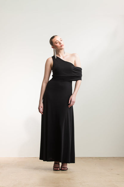 Alex One Shoulder Midi _ 168251 _ Black Texture