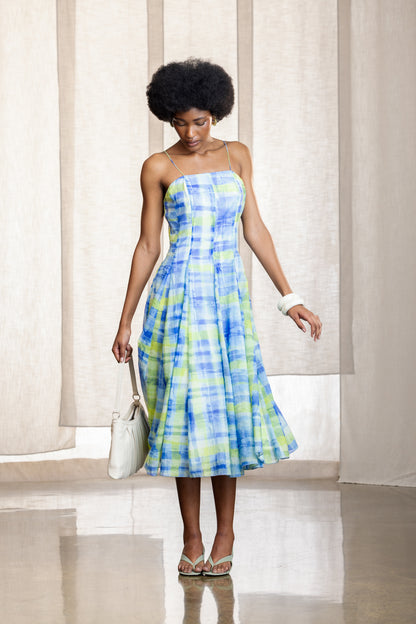 Rosalia Sheer Strappy A-Line Midi Dress