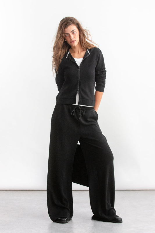 Quinlin Fitted Zip-Up Hoody _ 160702 _ Black Texture