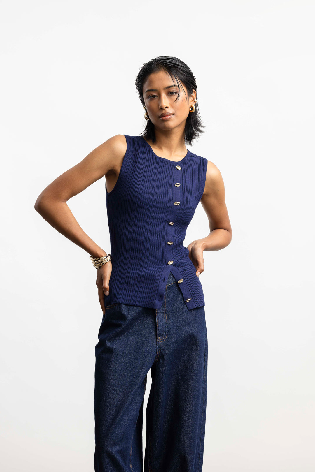 Nia Ribbed Sleeveless Knit Top _ 167833 _ Ink