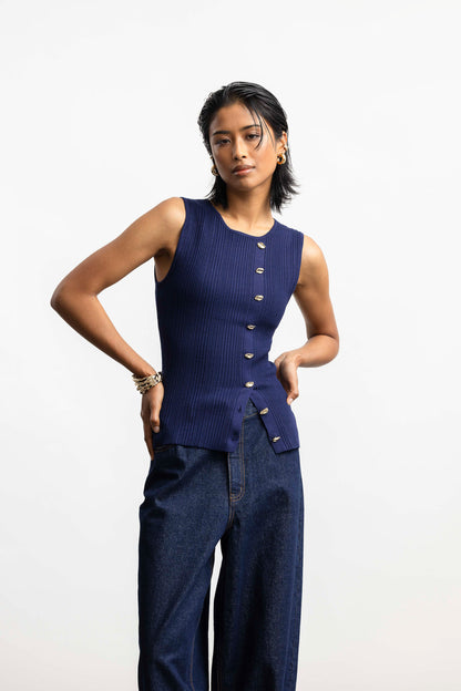 Nia Ribbed Sleeveless Knit Top _ 167833 _ Ink