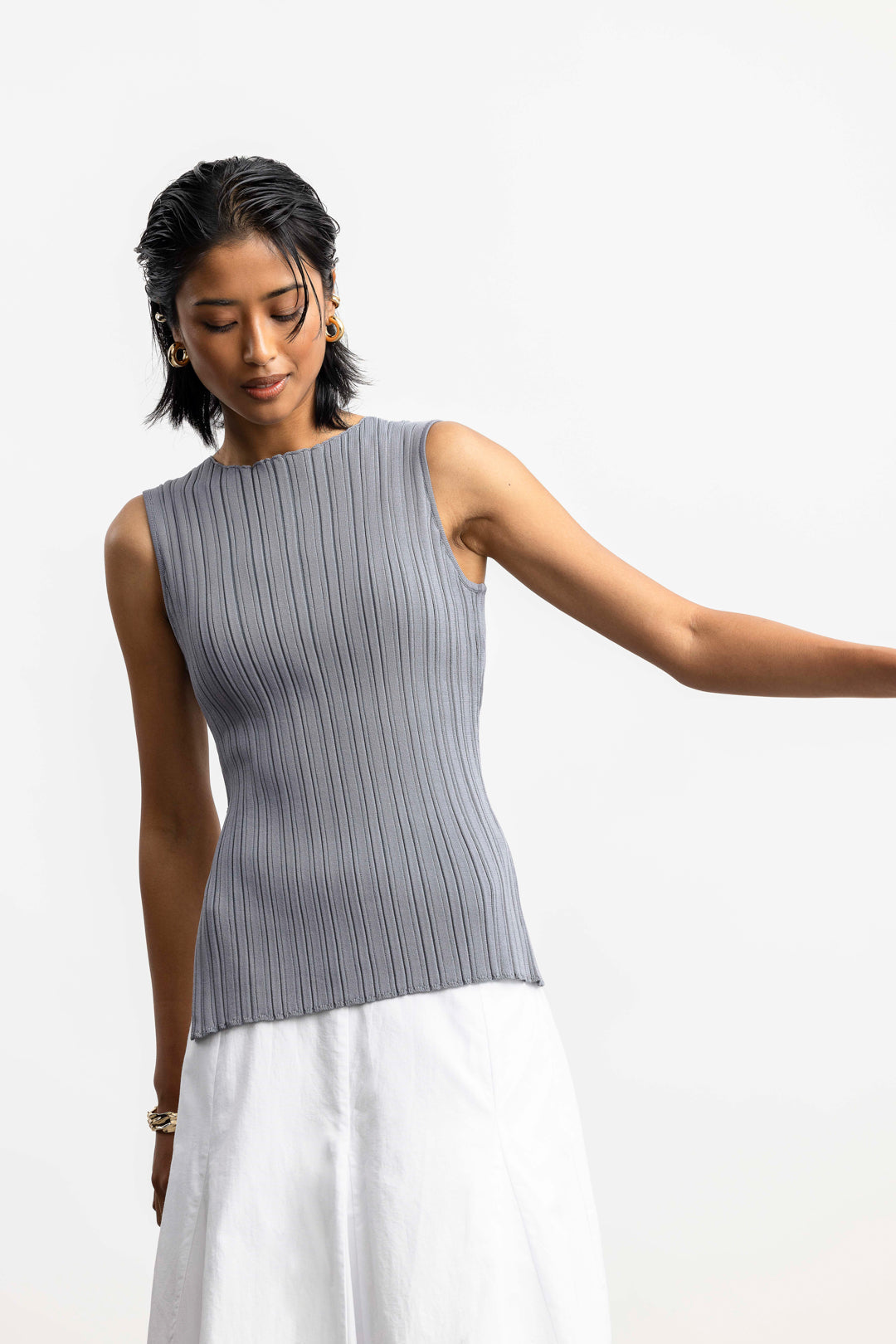 Salma Sleeveless Rib Knit _ 169649 _ Charcoal