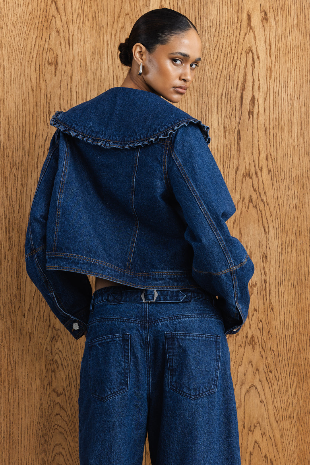 Zurina Statement Collar Denim Jacket