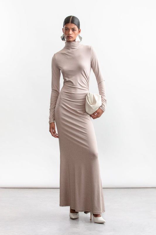 Tallulah Slinky Knit Dress _ 158856 _ Stone
