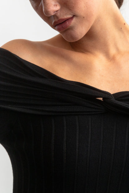 Nathi Peplum Bardot _ 158738 _ Black Texture
