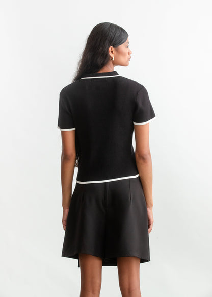 Mich Collar Ballerina Sleeve _ 158795 _ Black Texture