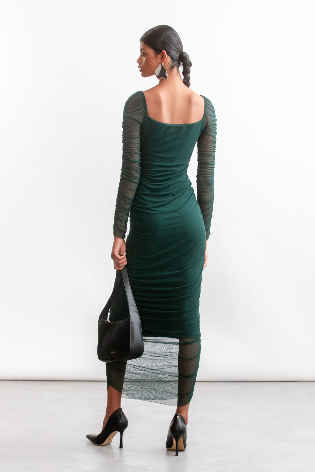 Remi Ruched Mesh Dress _ 157155 _ Green