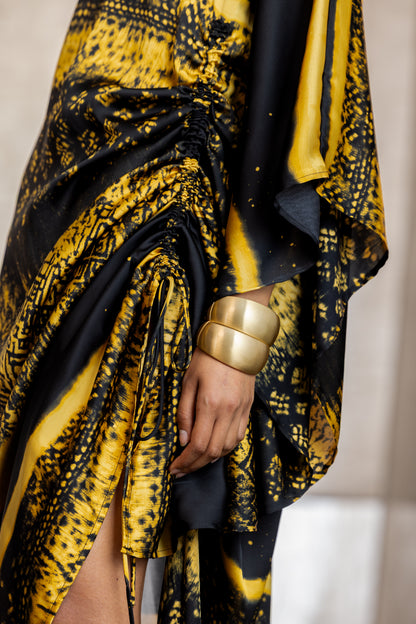 Fara Satin Drewcord Kaftan Dress