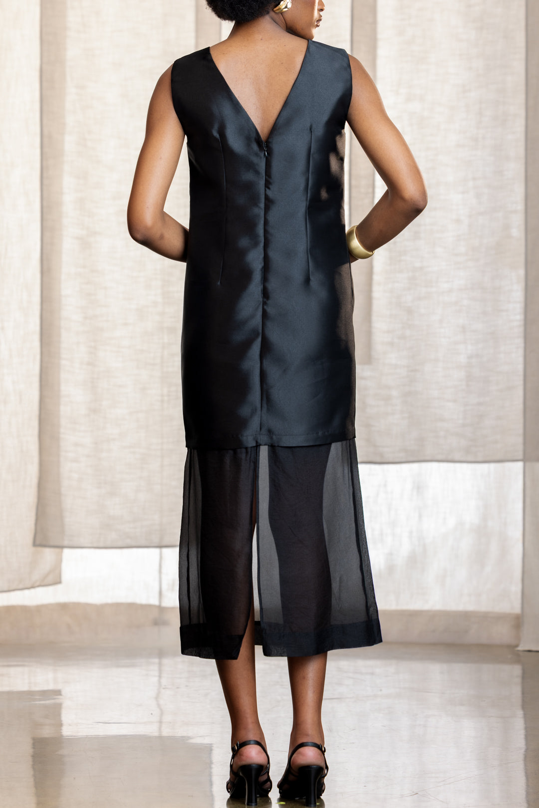 Claudia Sheer Peepout Column Dress
