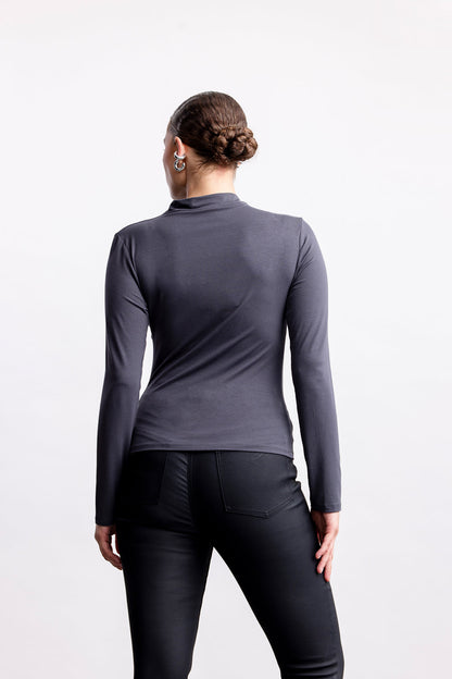 Nala High Neck Top _ 159041 _ Grey