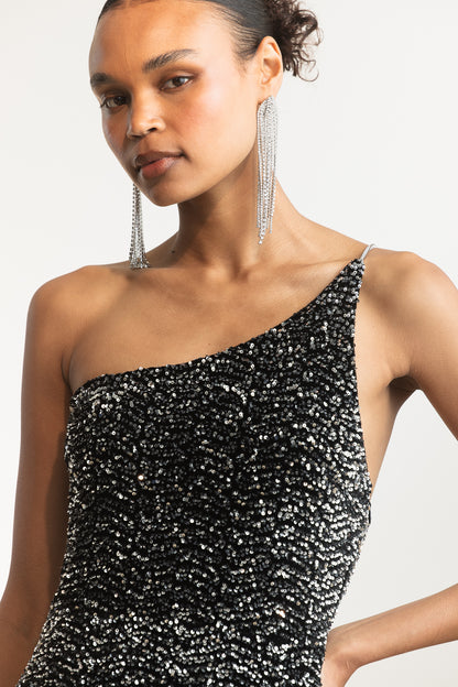 Gianna Sequin Velour Bodycon