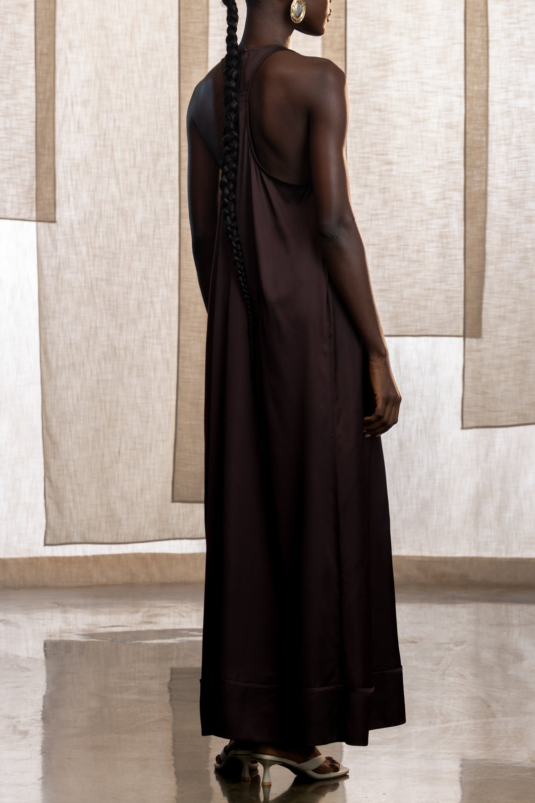 Ari Satin Racerback Maxi Dress