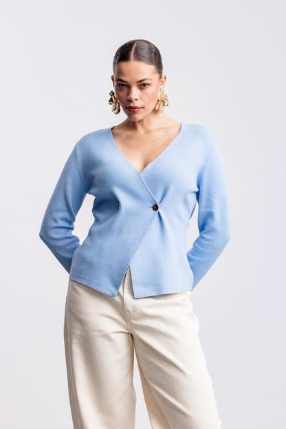 Samantha Cardigan _ 162771 _ Blue Texture