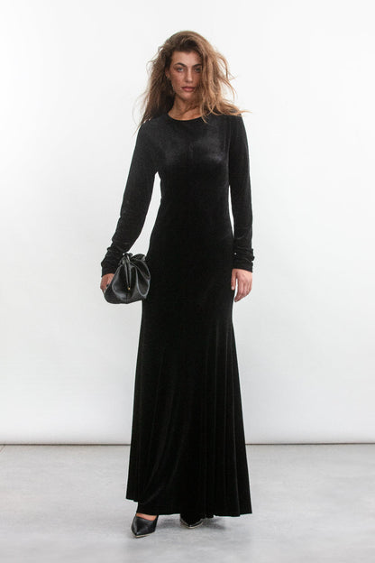 Cleo Velour Maxi Dress _ 157119 _ Black Texture