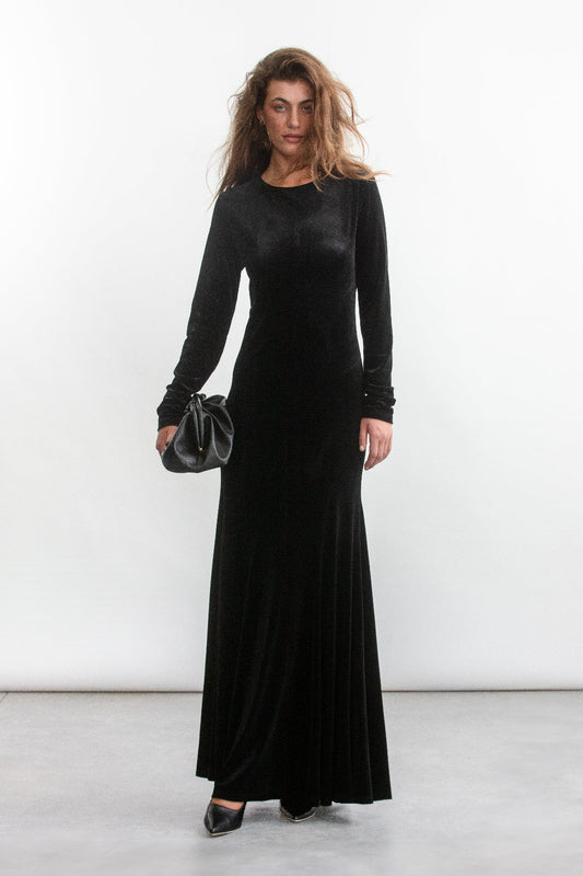 Cleo Velour Maxi Dress _ 157119 _ Black Texture