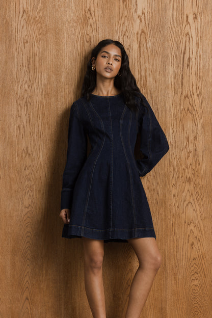 Avela Denim Fit & Flare Mini Dress