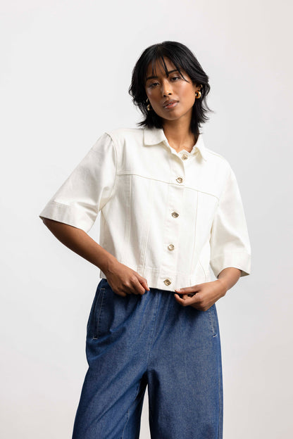 Solene Cropped Denim Jacket _ 167860 _ Ecru