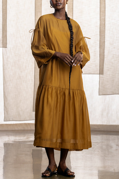 Hrush Sheer Drop Waist Midi Dress With Bows