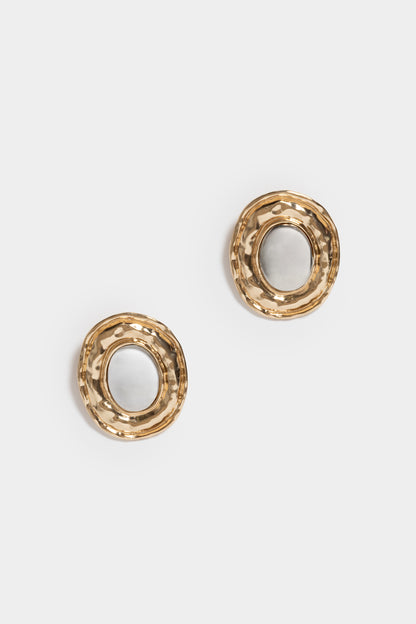 Iva Oval Metal Earrings