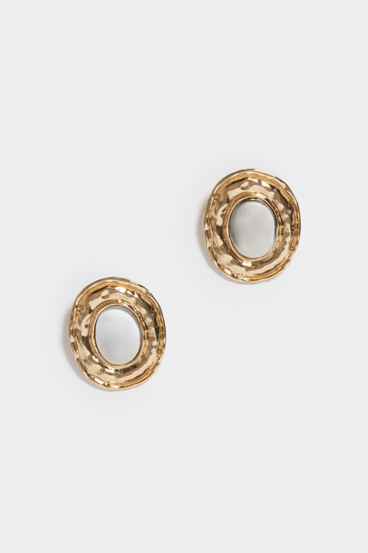 Iva Oval Metal Earrings