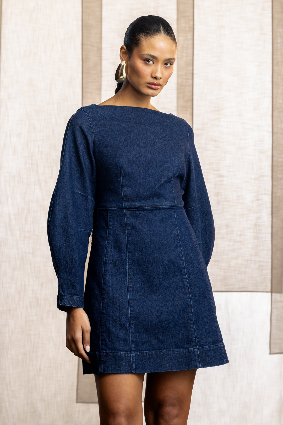 Simni Barrel Sleeve Denim Mini – AYANA