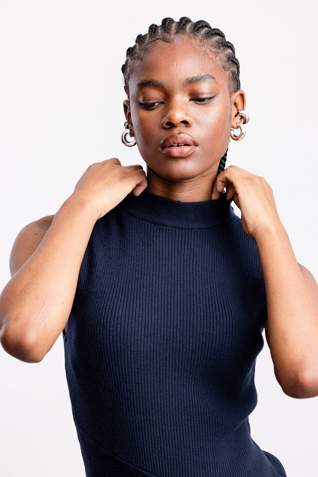 Ziphozihle Assymetric Rib Top _ 163123 _ Navy