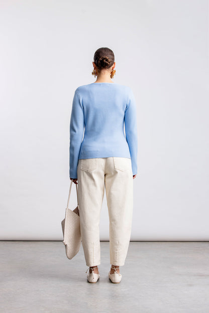 Samantha Cardigan _ 162771 _ Blue Texture