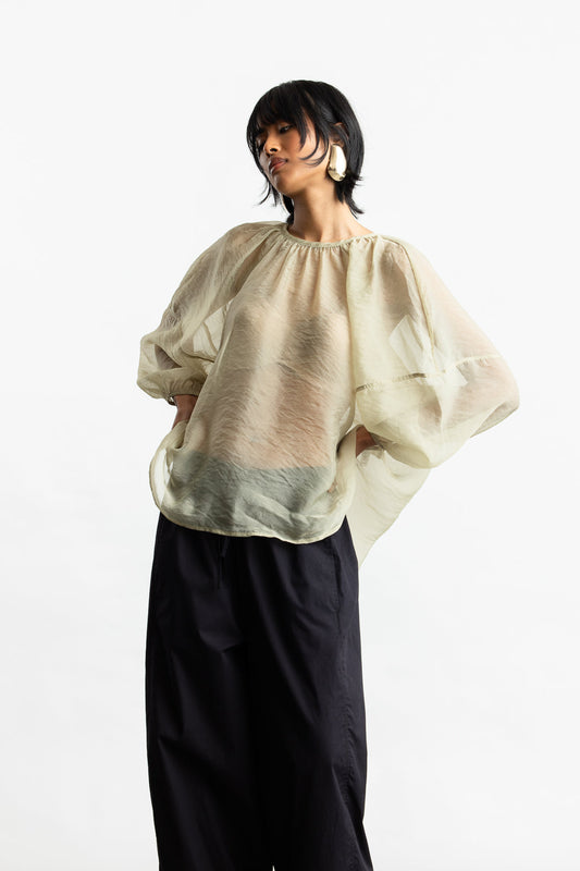 Reece Soft Sheer Blouse _ 168598 _ Green