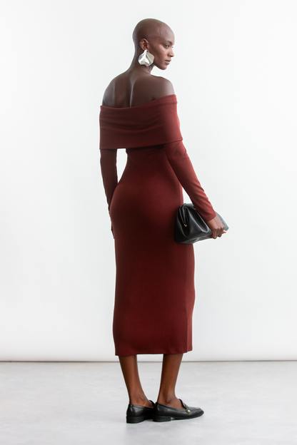 Amelia Bardot Dress _ 157186 _ Chocolate