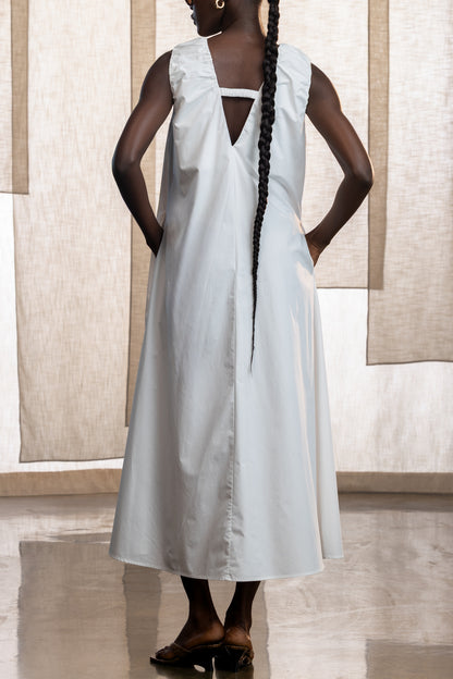 Aspen Cotton Ruched Neck Maxi Dress