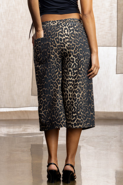 Gia Animal Print Denim Jort