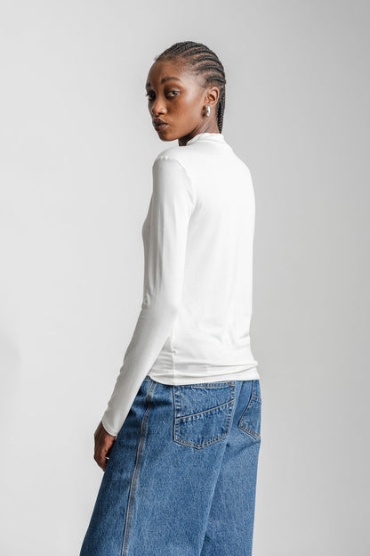 Inez Turtle Neck Top _ 160733 _ Ecru