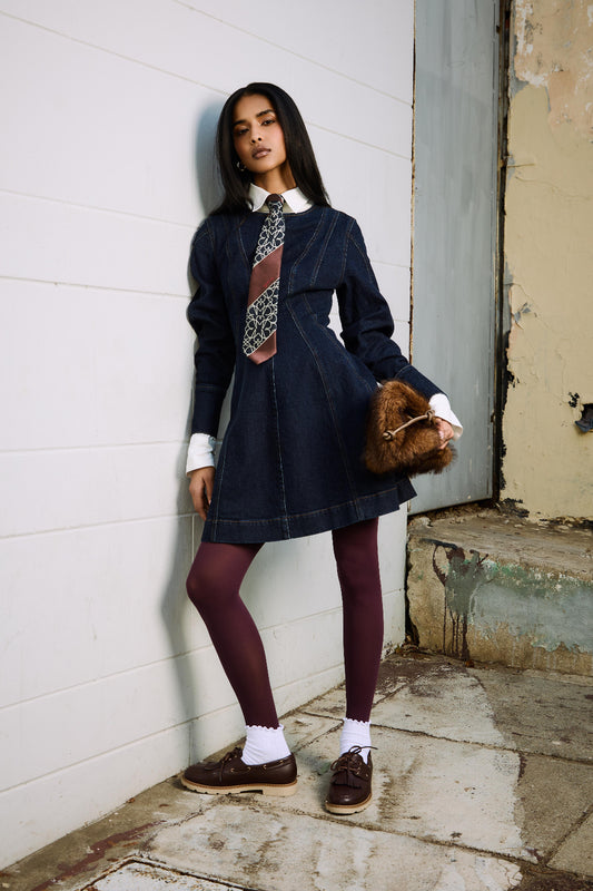 Avela Denim Fit & Flare Mini Dress