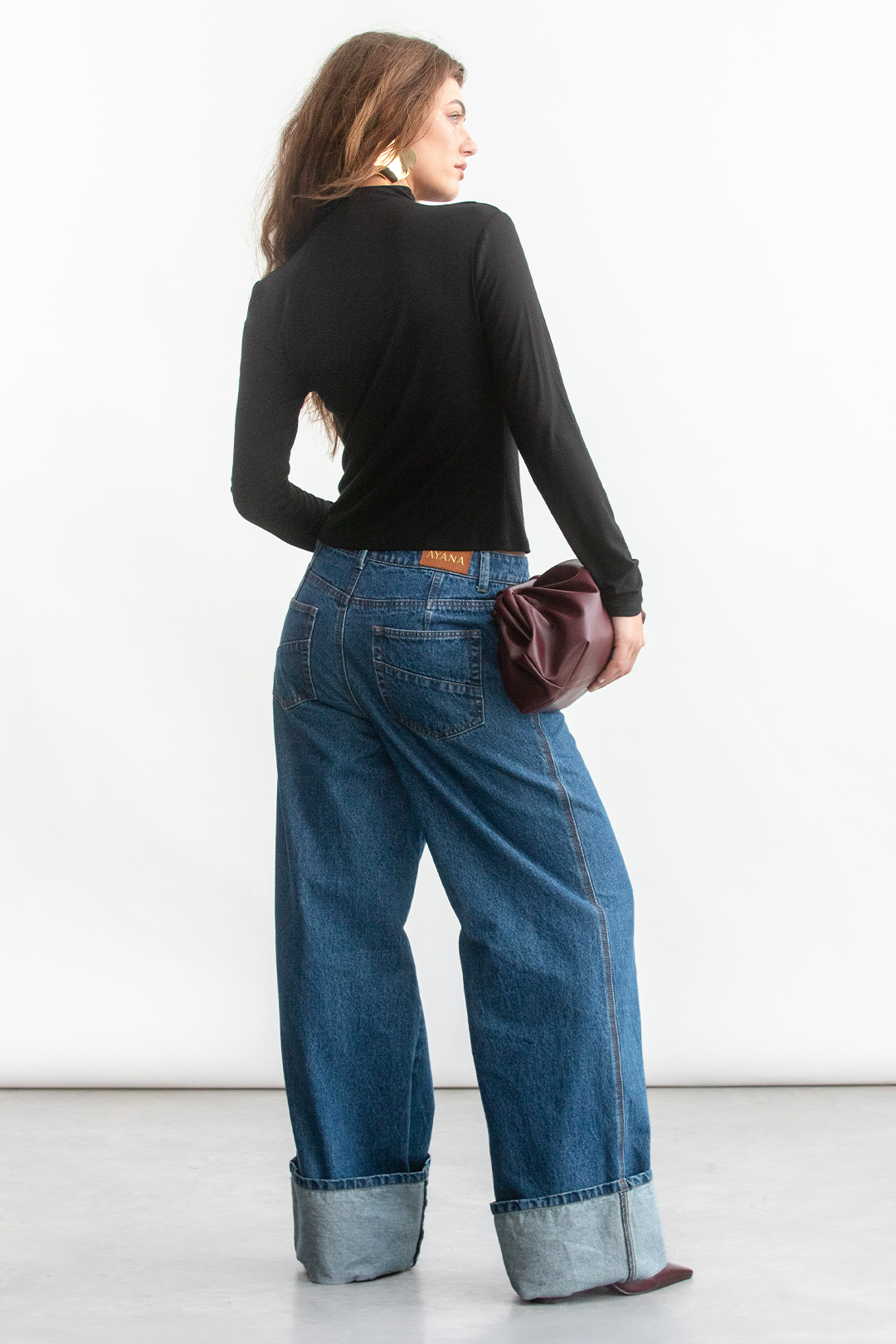 Nala High Neck Top _ 159038 _ Black Texture