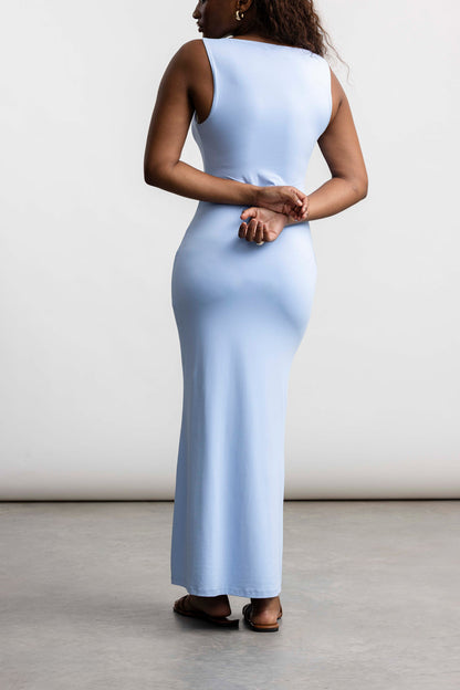 Camille Boat Neck Maxi _ 167865 _ Blue Texture