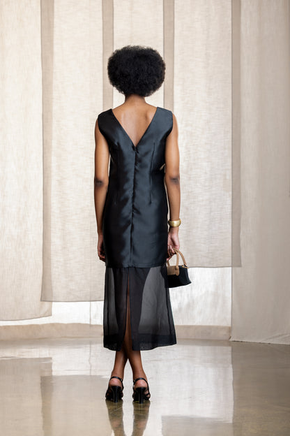 Claudia Sheer Peepout Column Dress