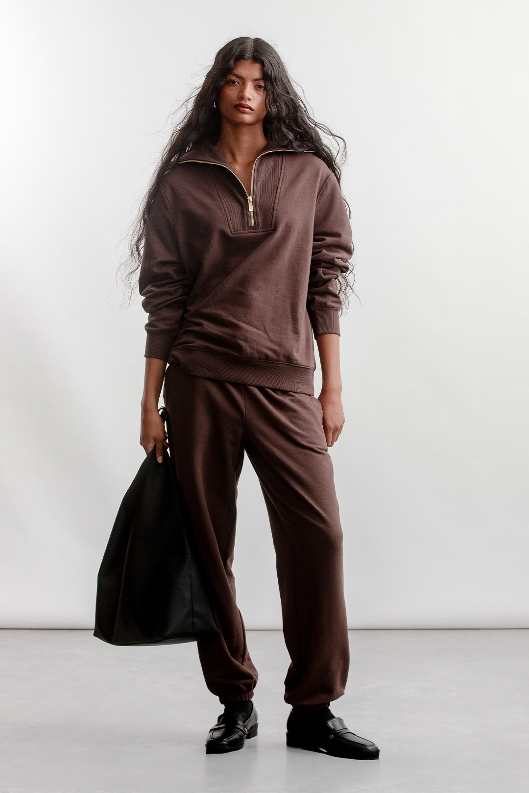 Catherine 1/4 Zip Sweatshirt _ 160257 _ Chocolate