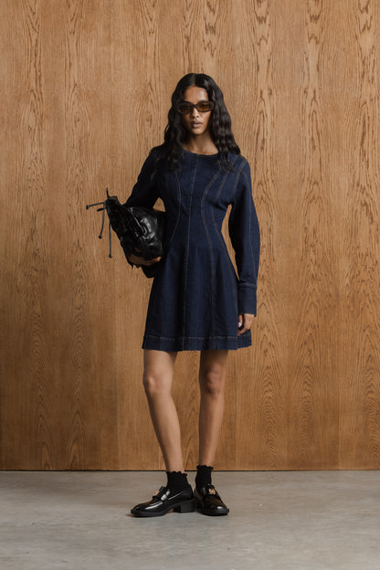 Avela Denim Fit & Flare Mini Dress