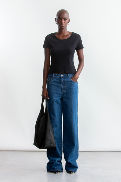 Courtney Rib T-Shirt _ 162440 _ Black Texture