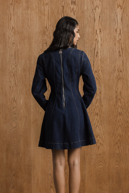Avela Denim Fit & Flare Mini Dress