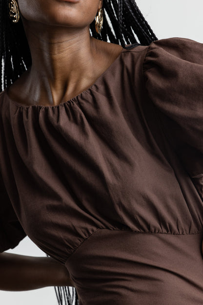 Kaiya Puff Sleeve Mini _ 168395 _ Chocolate