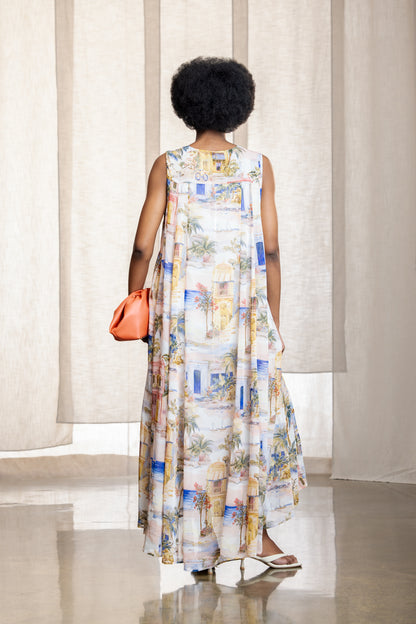 Anika Deep V-Neck Dramatic Trapeze Dress